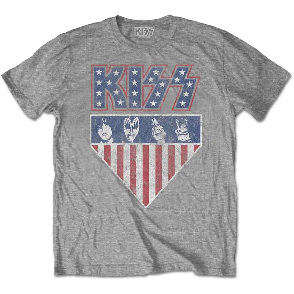 KISS Unisex T-Shirt: Stars And Stripes (Grey)