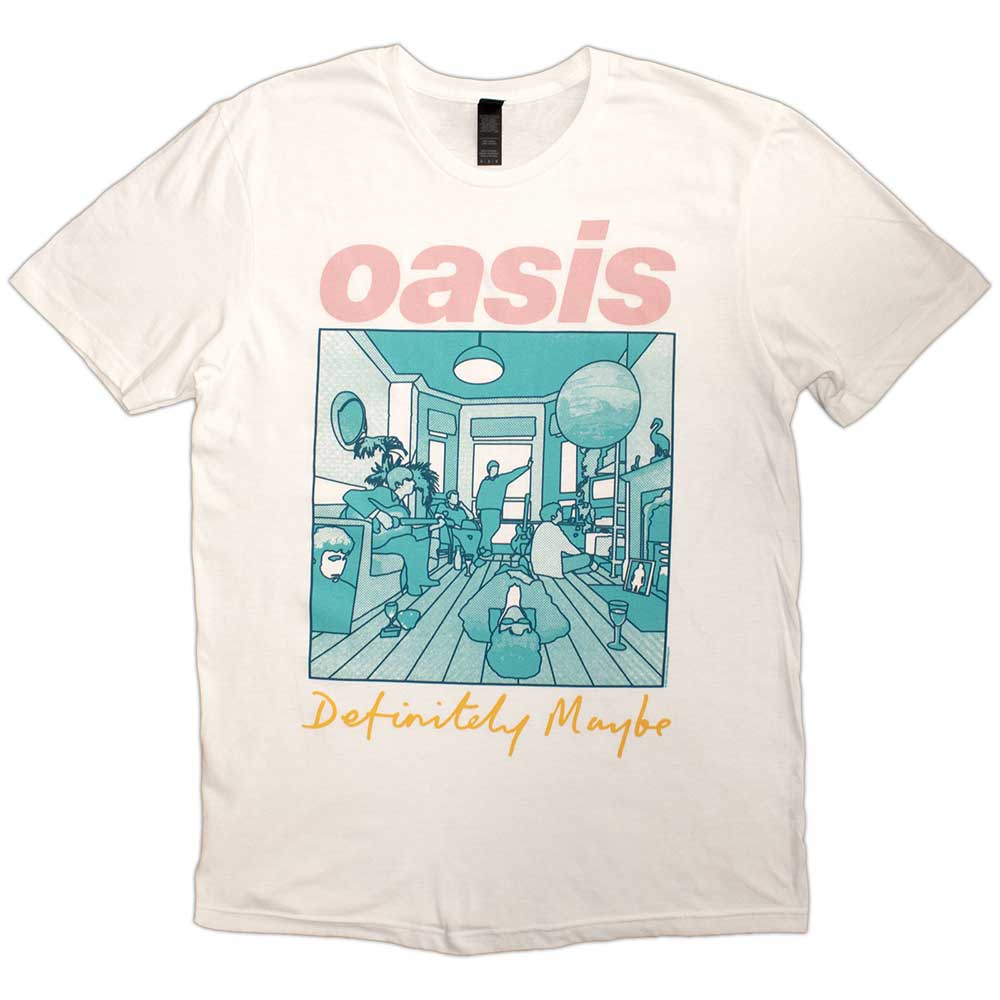 Oasis Unisex T-Shirt: Definitely Maybe Illustration Colour (White)