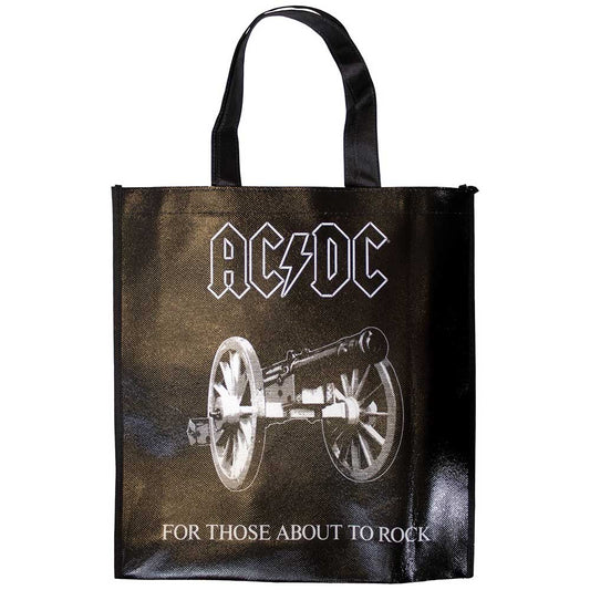 AC/DC Eco Tote Bag: About To Rock (Black) (Back Print)