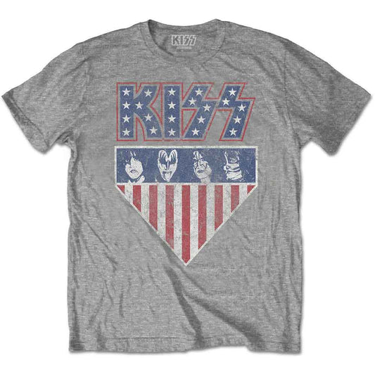KISS Unisex T-Shirt: Stars And Stripes (Grey)
