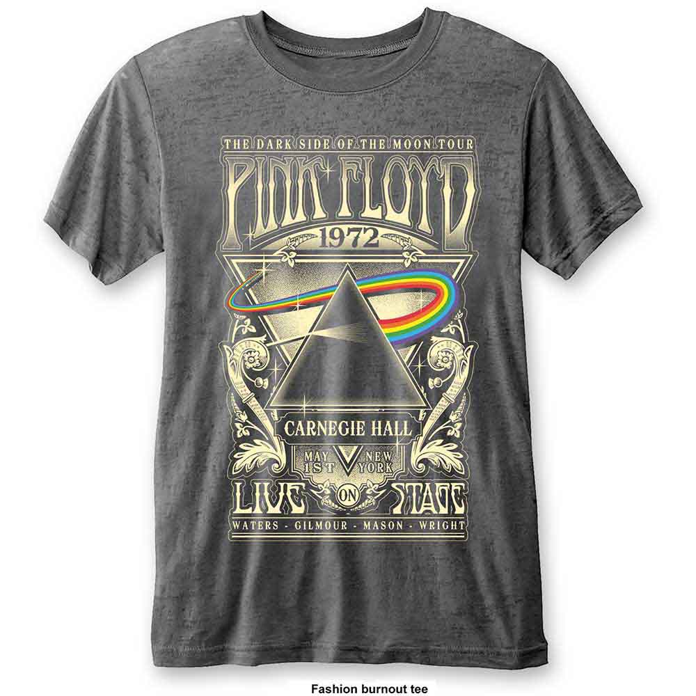 Pink Floyd Unisex Burnout T-Shirt: Carnegie Hall (Charcoal Grey)