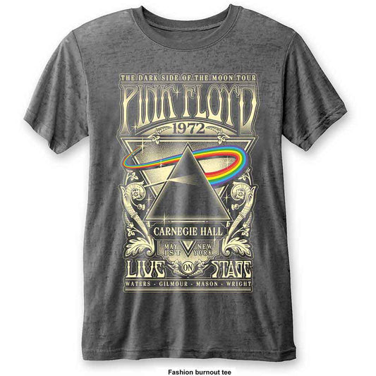 Pink Floyd Unisex Burnout T-Shirt: Carnegie Hall (Charcoal Grey)